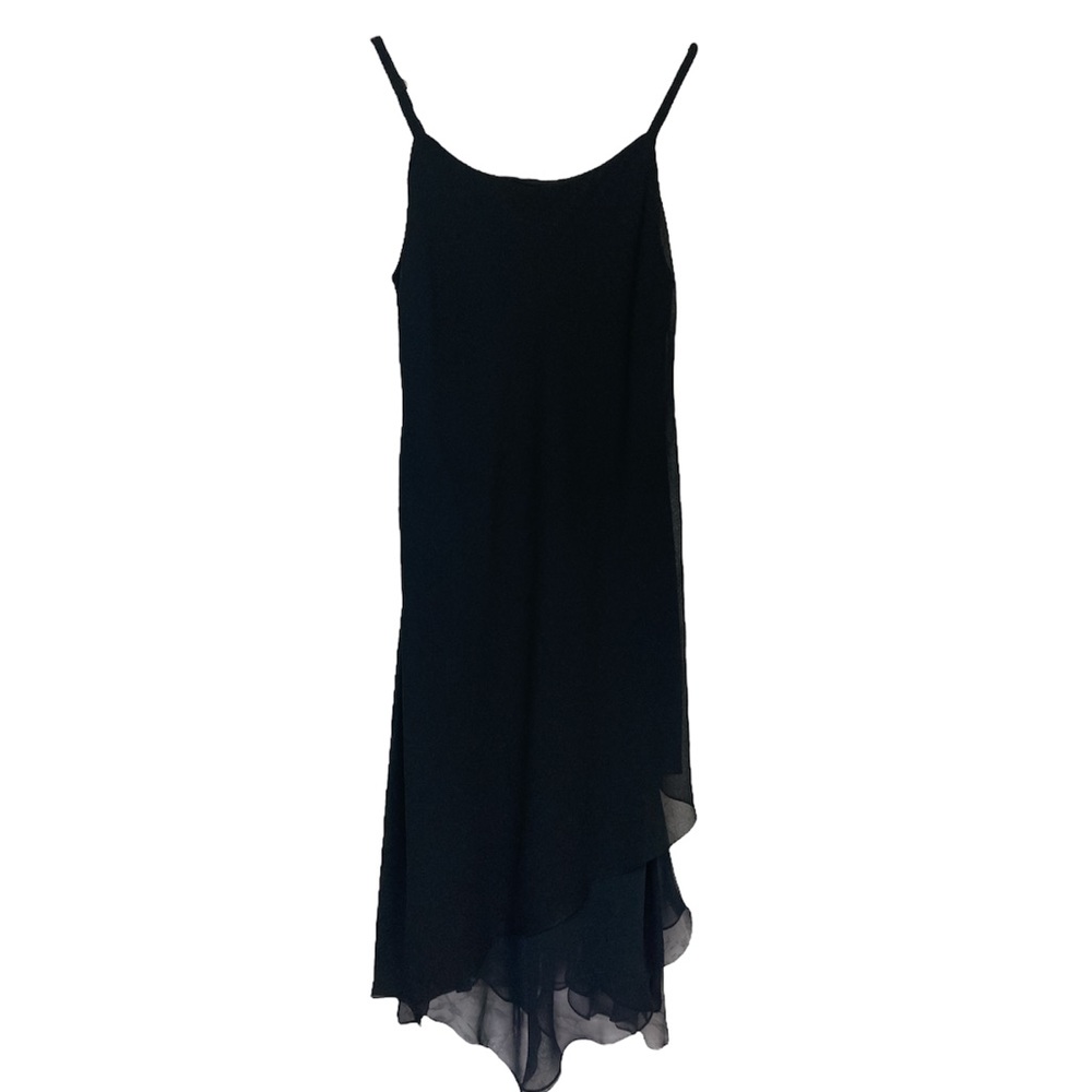 VTG Ursula of Switzerland: 90s Chiffon Gown Spaghetti Straps Kerchief Hen Sz S